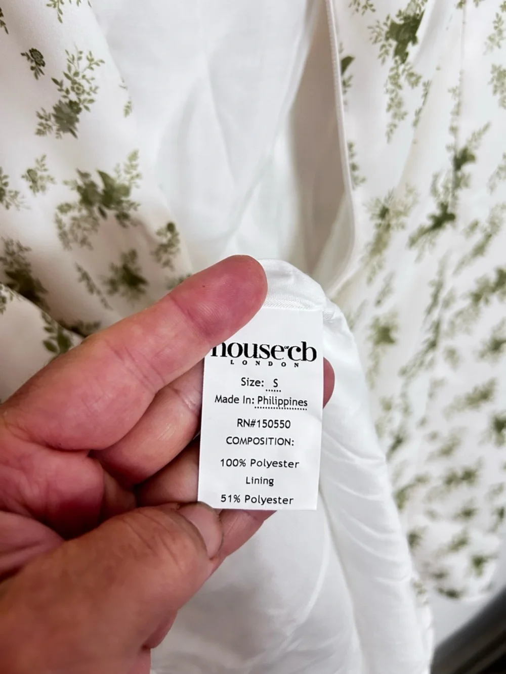 House of CB Christiana Floral Corset Mini Dress White Green Size S MSRP $225 - Picture 8 of 9